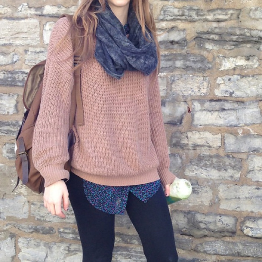 Pale Pink American Apparel Fisherman Knit Pullover Sweater